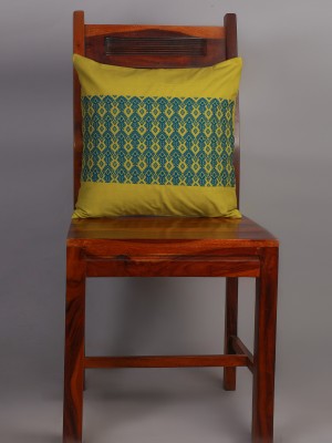 Handwoven Green and Blue Cotton Cushion Cover | 16x16 Inch