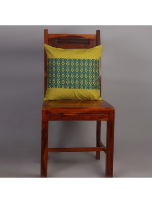 Handwoven Green and Blue Cotton Cushion Cover | 16x16 Inch