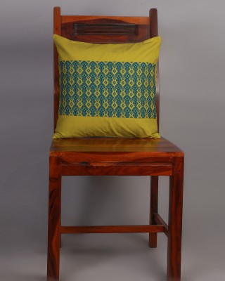 Handwoven Green and Blue Cotton Cushion Cover | 16x16 Inch
