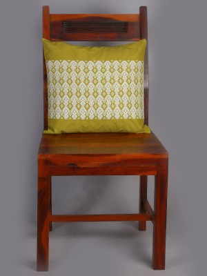 Handwoven Green and White Cotton Cushion Cover | 16x16 Inch