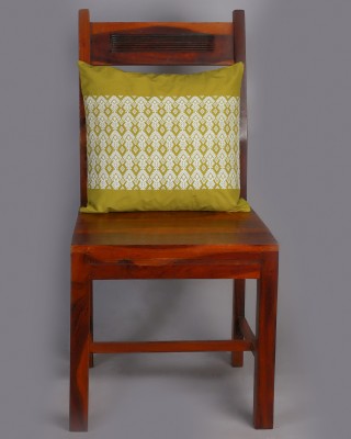 Handwoven Green and White Cotton Cushion Cover | 16x16 Inch