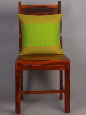Handwoven Green and Parrot Green Cushion Cover | 16x16 Inch