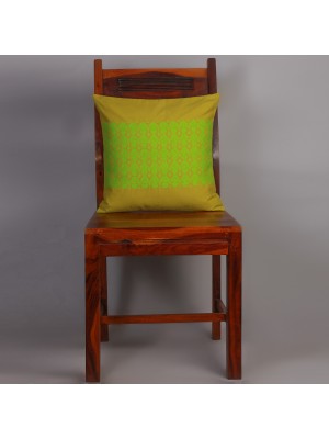 Handwoven Green and Parrot Green Cushion Cover | 16x16 Inch