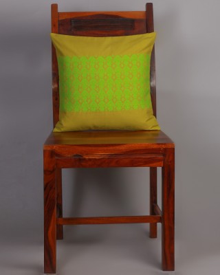 Handwoven Green and Parrot Green Cushion Cover | 16x16 Inch