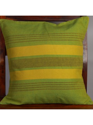 Handwoven Yellow Green Cotton Cushion Cover | 16x16 Inch