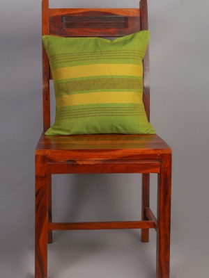 Handwoven Yellow Green Cotton Cushion Cover | 16x16 Inch