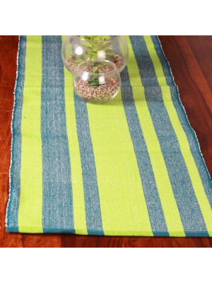 Handwoven Blue and Green Cotton Runner and Mat