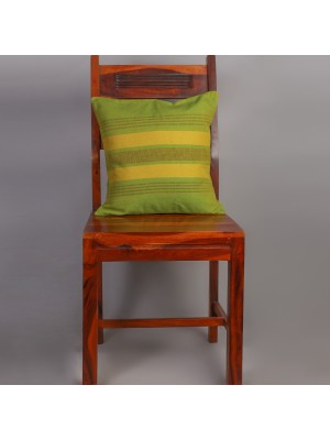 Handwoven Yellow Green Cotton Cushion Cover | 16x16 Inch