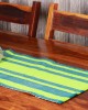 Handwoven Blue and Green Cotton Runner and Mat