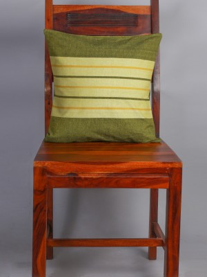 Handwoven Green Cotton Cushion Cover | 12x12 Inch