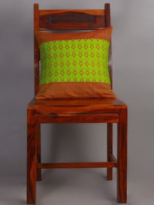 Handwoven Brown and Green Cotton Cushion Cover | 16x16 Inch