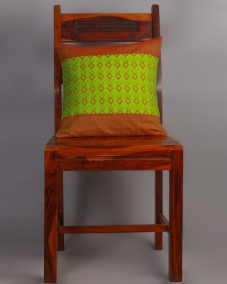 Handwoven Brown and Green Cotton Cushion Cover | 16x16 Inch