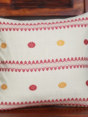 Handwoven Off White Cotton Cushion Cover | 16x16 Inch