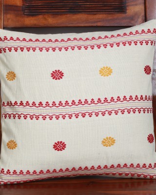 Handwoven Off White Cotton Cushion Cover | 16x16 Inch