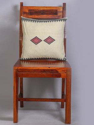 Handwoven Off White Cotton Cushion Cover | 16x16 Inch