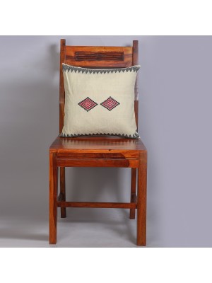 Handwoven Off White Cotton Cushion Cover | 16x16 Inch