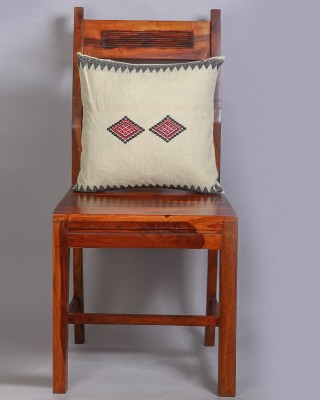 Handwoven Off White Cotton Cushion Cover | 16x16 Inch