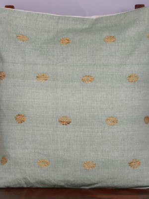 Handwoven Green Cotton Ghisa Cushion Cover | 20x20 Inch
