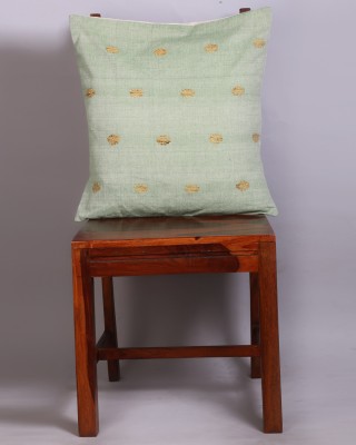 Handwoven Green Cotton Ghisa Cushion Cover | 20x20 Inch