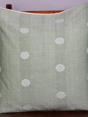 Handwoven Green Cotton Cushion Cover | 20x20 Inch