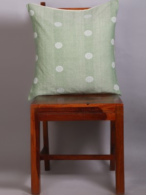 Handwoven Green Cotton Cushion Cover | 20x20 Inch