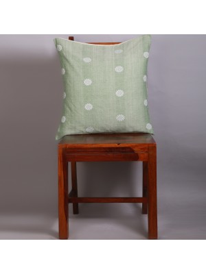 Handwoven Green Cotton Cushion Cover | 20x20 Inch