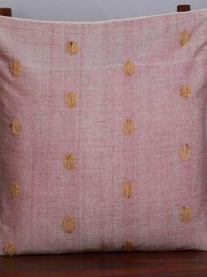 Handwoven Pink Cotton Ghisa Cushion Cover | 20x20 Inch
