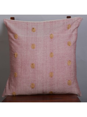 Handwoven Pink Cotton Ghisa Cushion Cover | 20x20 Inch