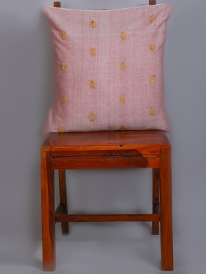 Handwoven Pink Cotton Ghisa Cushion Cover | 20x20 Inch