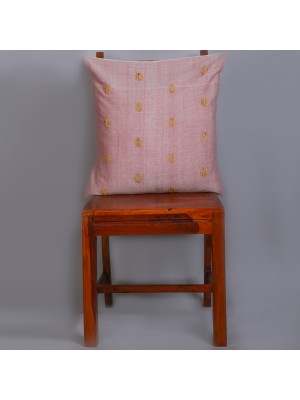 Handwoven Pink Cotton Ghisa Cushion Cover | 20x20 Inch