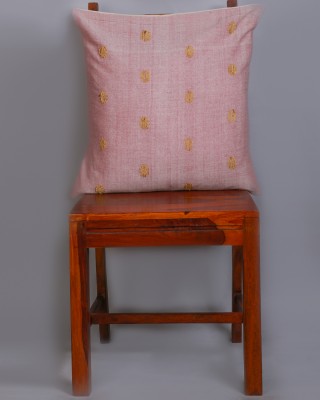 Handwoven Pink Cotton Ghisa Cushion Cover | 20x20 Inch