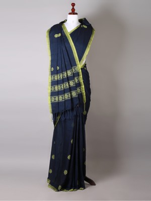 Handwoven Indigo Blue Cotton Saree