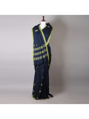 Handwoven Indigo Blue Cotton Saree