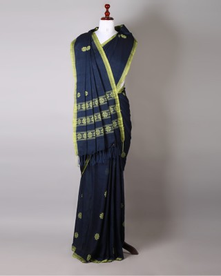 Handwoven Indigo Blue Cotton Saree
