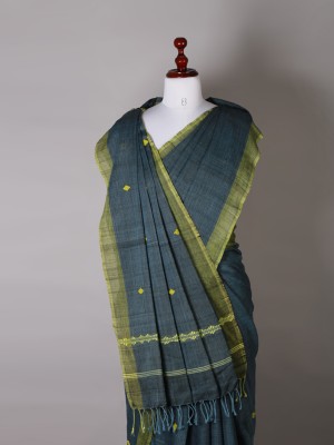 Handwoven Azure Blue Cotton Saree Handwoven Azure Blue Cotton Saree