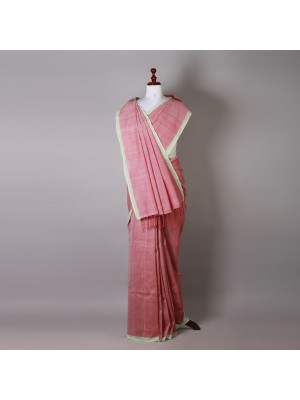 Handwoven Pink Cotton Saree