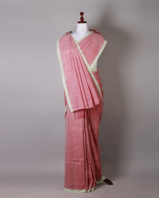 Handwoven Pink Cotton Saree