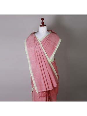 Handwoven Pink Cotton Saree