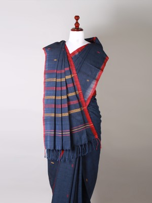 Handwoven Navy Blue Cotton Saree Handwoven Navy Blue Cotton Saree