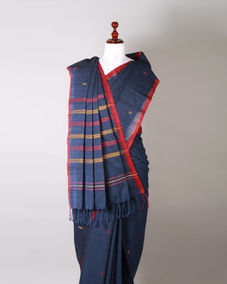 Handwoven Navy Blue Cotton Saree Handwoven Navy Blue Cotton Saree