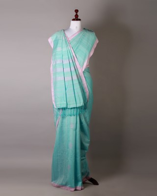 Handwoven Light Blue Cotton Saree