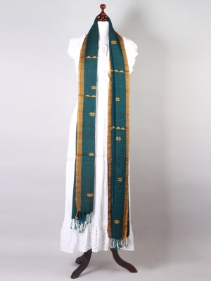 Handwoven Bottle Green Dupatta