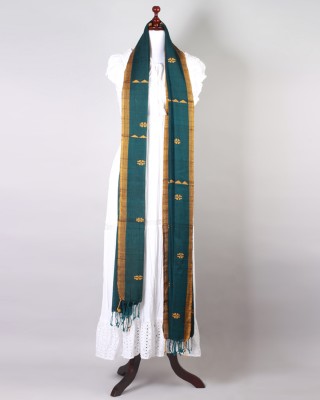 Handwoven Bottle Green Dupatta