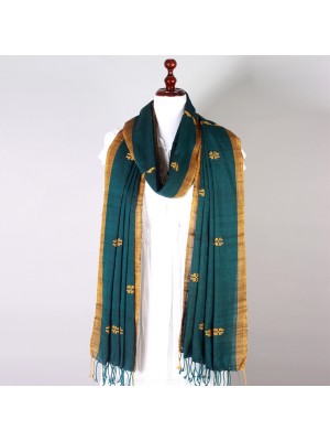 Handwoven Bottle Green Dupatta