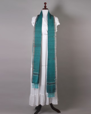 Handwoven Peacock Blue Dupatta