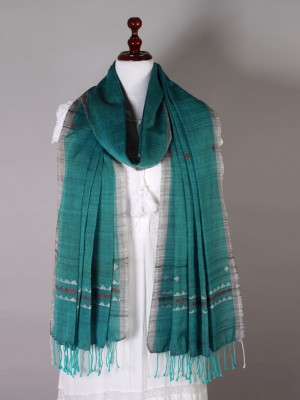 Handwoven Peacock Blue Dupatta