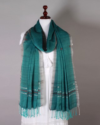 Handwoven Peacock Blue Dupatta Handwoven Peacock Blue Dupatta