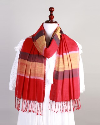 Handwoven Red Cotton Stole 