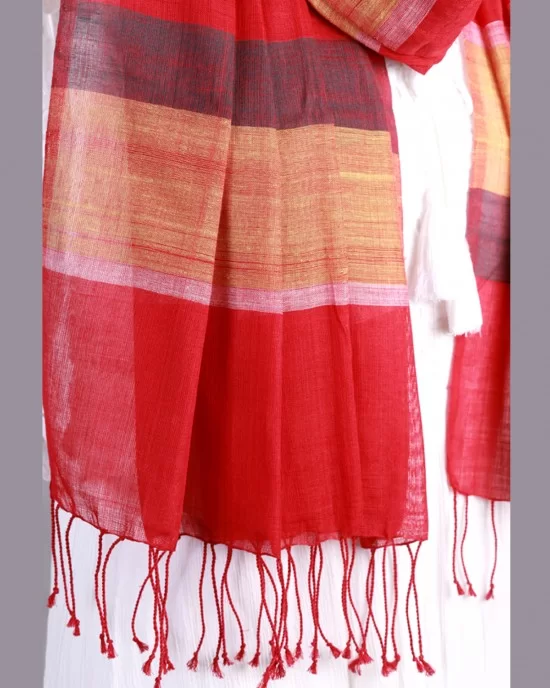 Handwoven Red Cotton Stole 