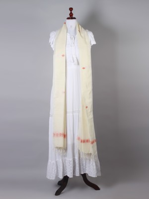 Handwoven Off White and Orange Dupatta